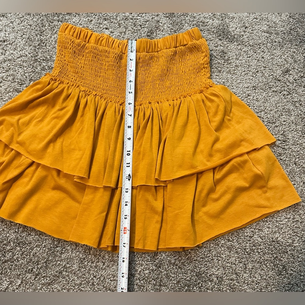 Anthropologie Saturday Sunday Women’s Mustard/Gold Ruffled Mini Skirt Size Small - Picture 2 of 8